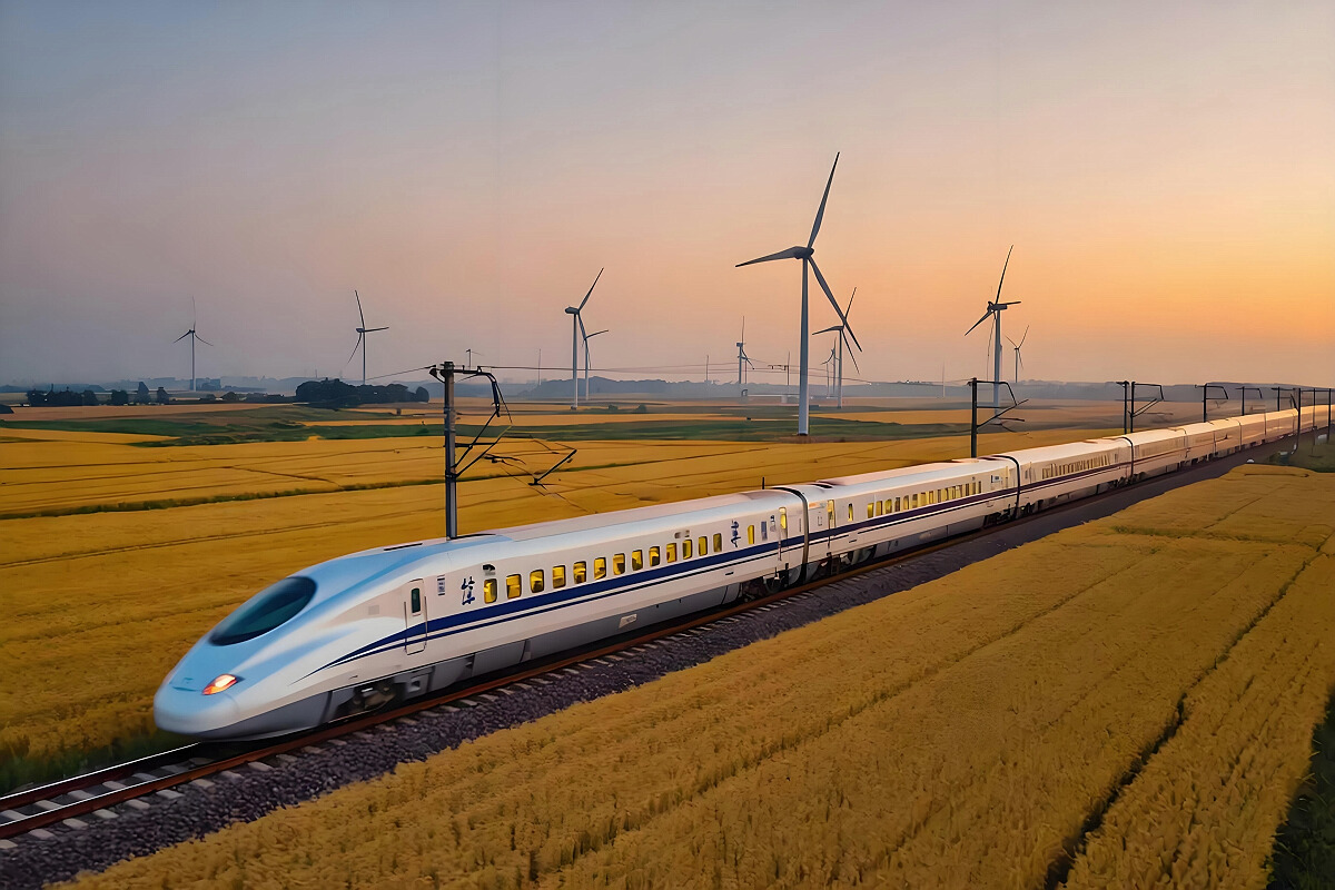 China high-speed train at station platform