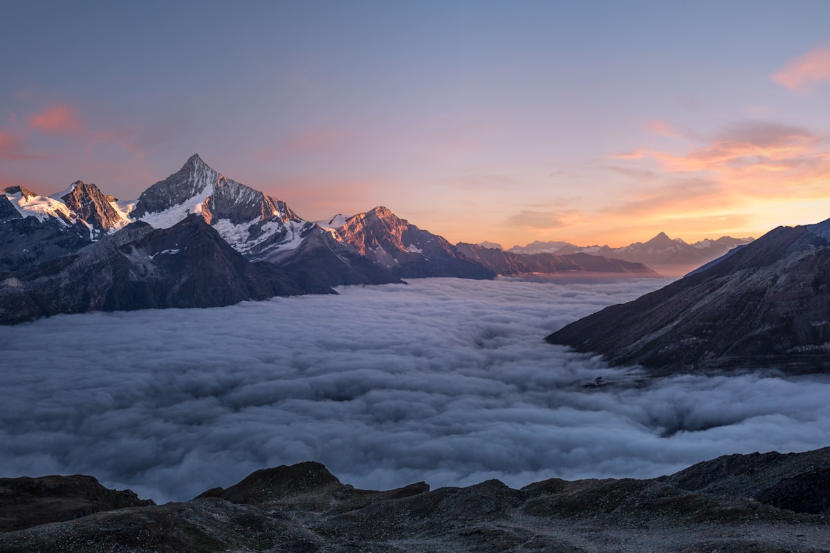 Mountain landscape near Chengdu with misty peaks